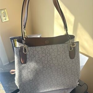 Calvin Klein White Monogram Tote